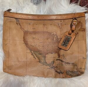 Alviero Martini Tan Map Cosmetic Bag